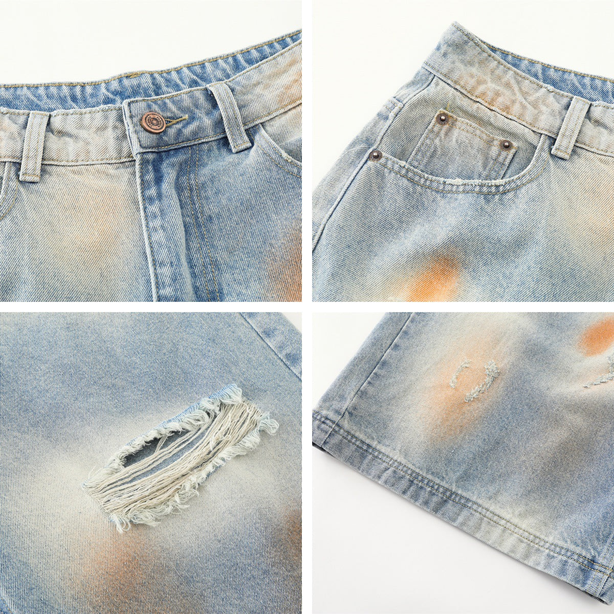 Design Sense Rusty Cut-Off Wide-Leg Denim Pants