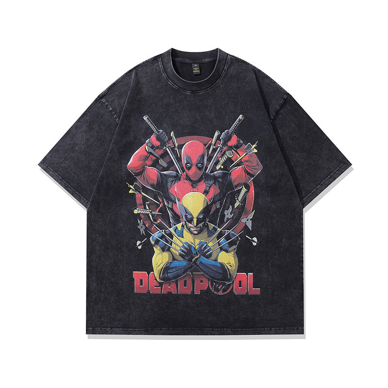 Harajuku Cartoon Print Vintage T-Shirt for Men