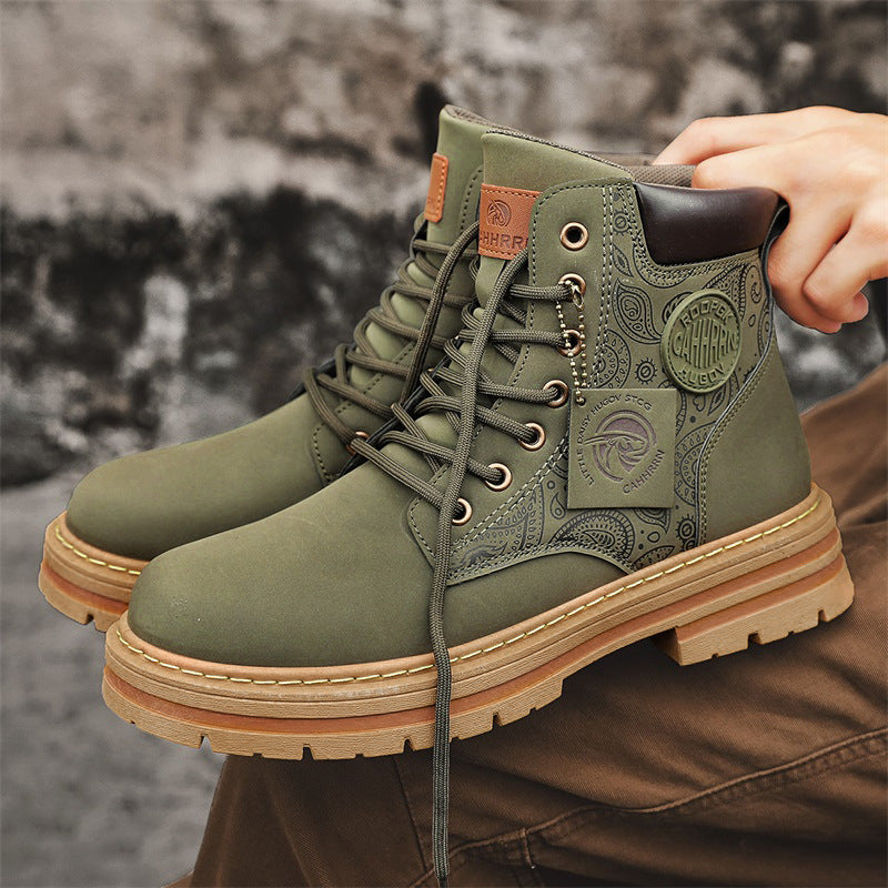 Men's Retro High Top Boots - Autumn & Winter Casual Wear