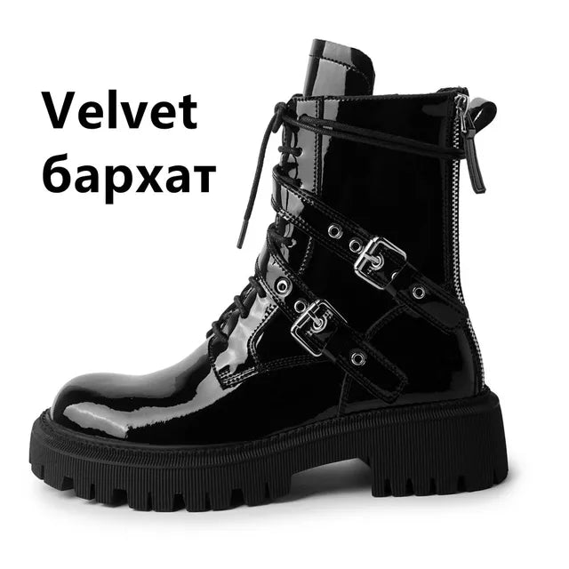 Harajuku Style Genuine Leather Ankle Boots for Women