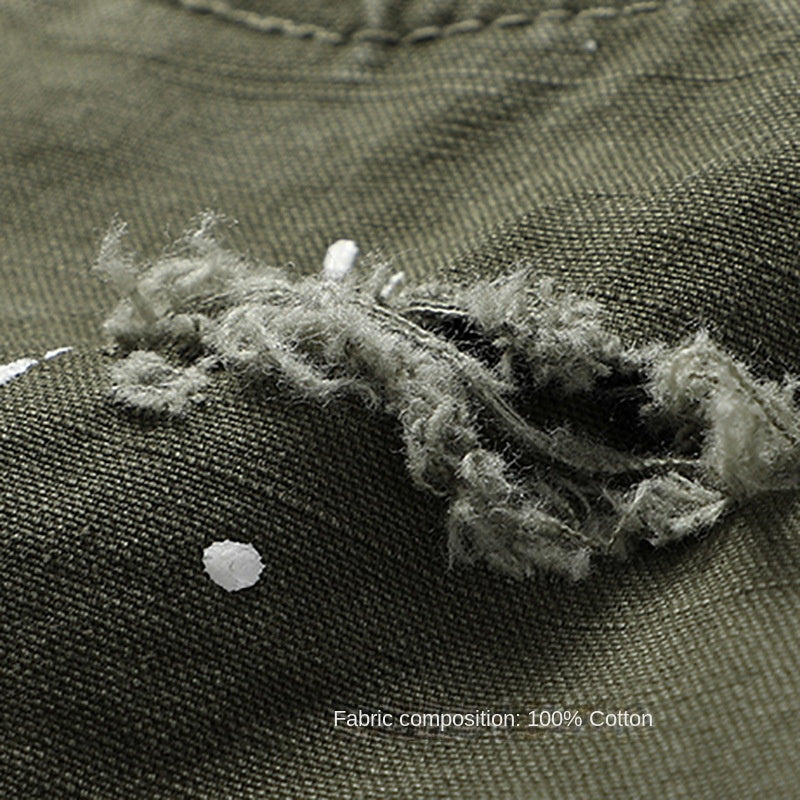Harajuku Style Distressed Casual Workwear Shorts for Men