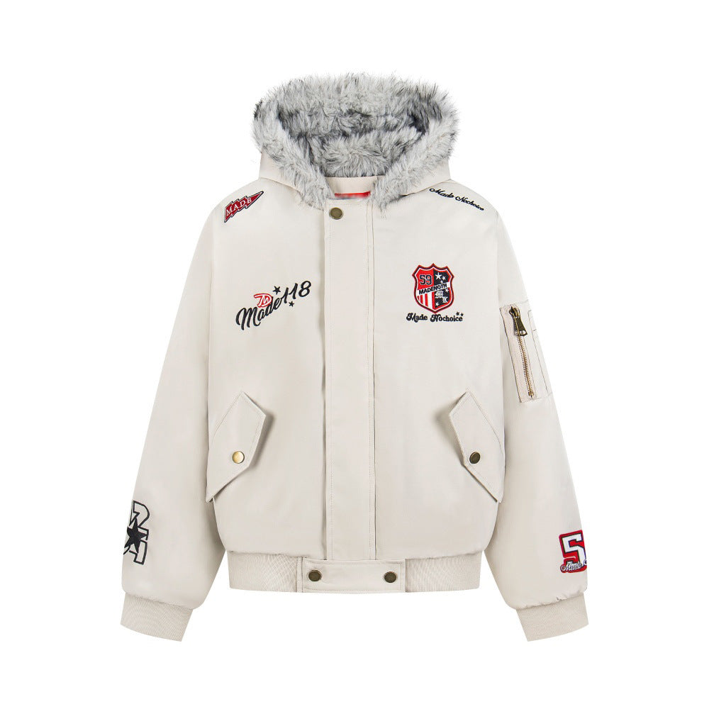 Embroidered Cotton Jacket with Badge Letters