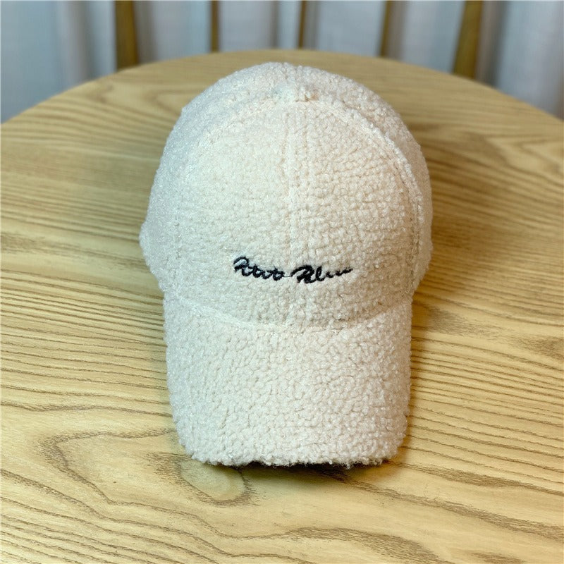 Playful Lamb Hair Baseball Cap for Winter Fashion