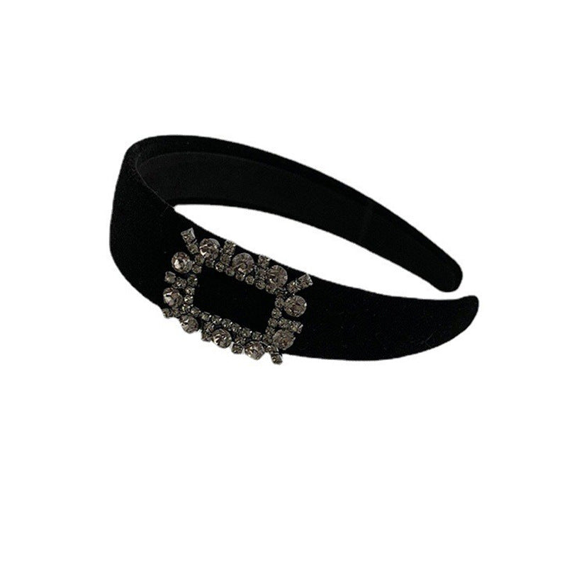 Vintage Silk Velvet Headband with Sparkling Diamonds