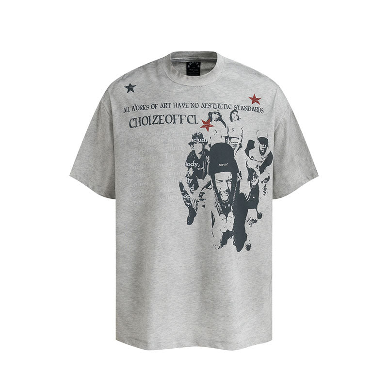 Men's Retro Print Casual Short Sleeve T-Shirt
