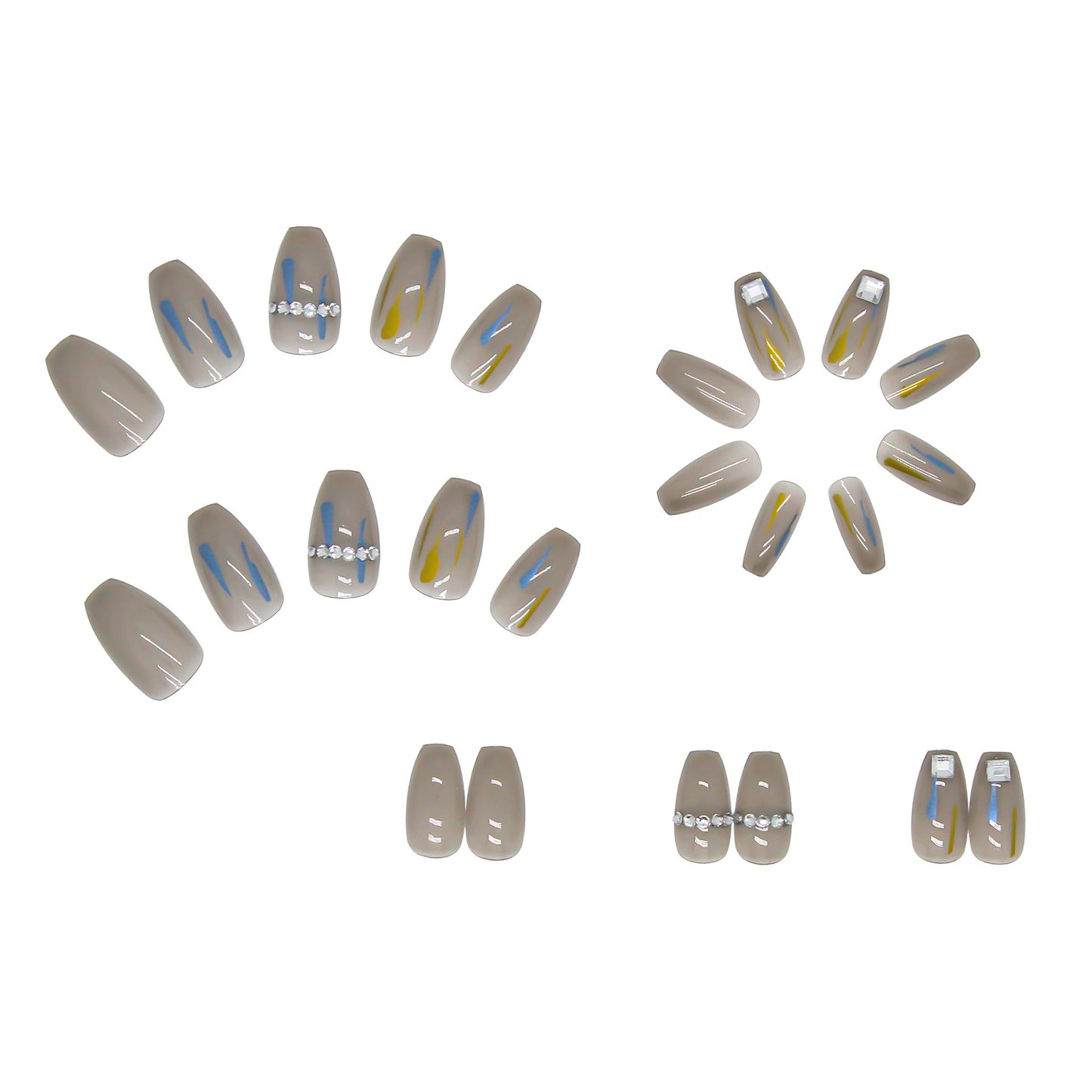 Transparent Gray High-End Square Drill Fake Nails