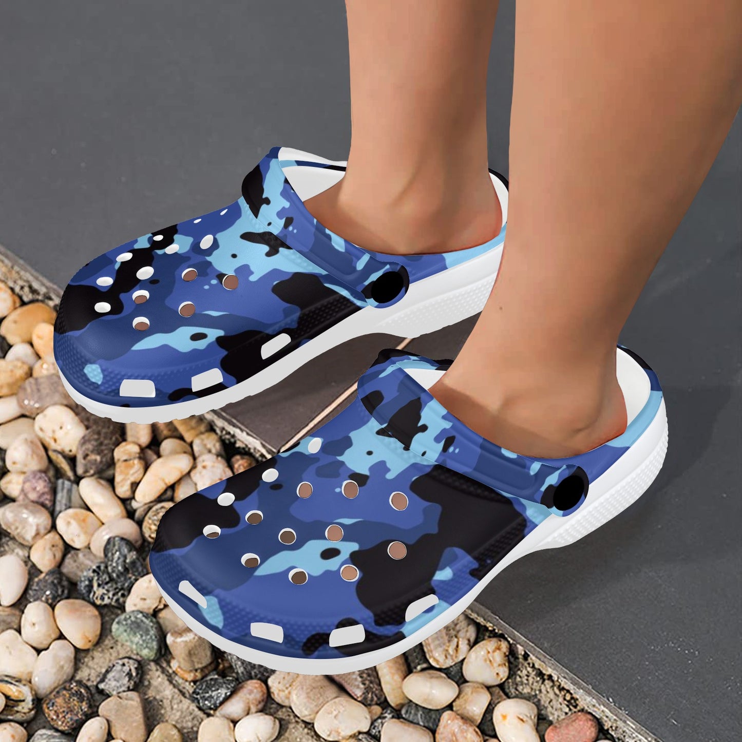 Blue Camo Print Adults Clogs