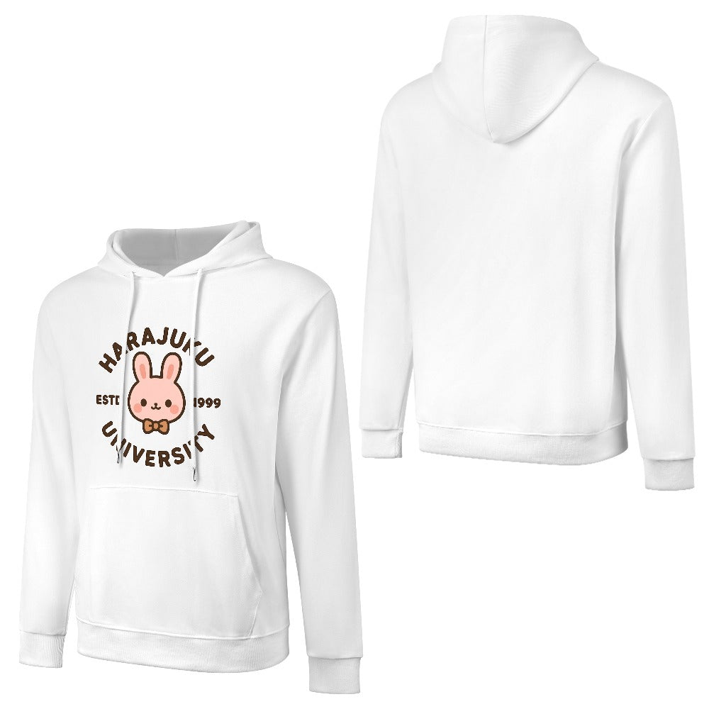 Harajuku University Pure Cotton Hoodie - White