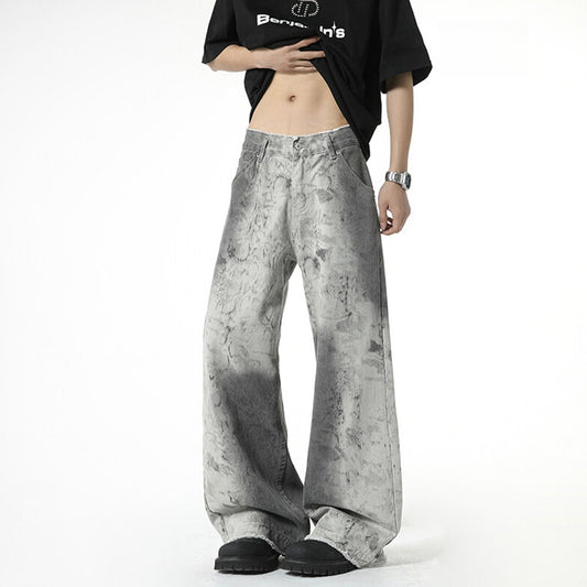 Tie Dye Casual Denim Wide Leg Pants