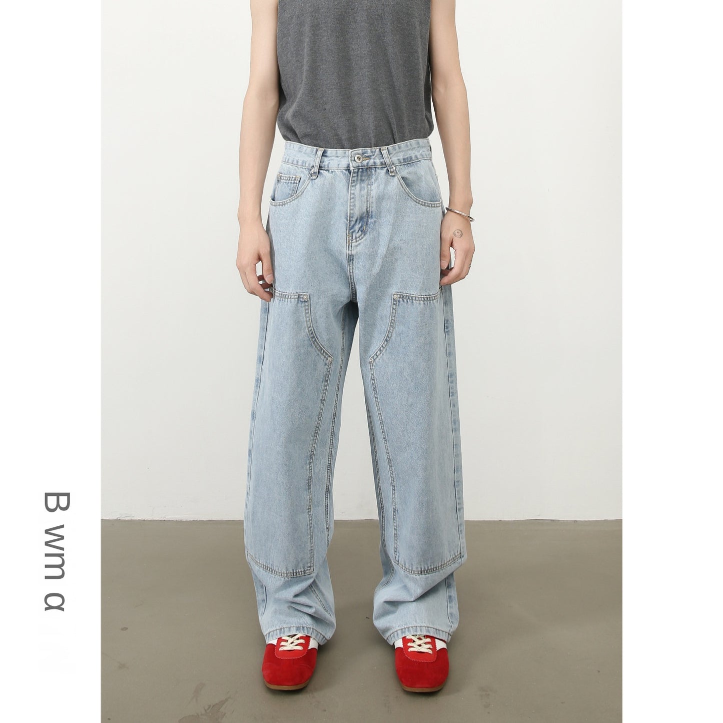 Nirben Loose Denim Pants for Men - Trendy Harajuku Style