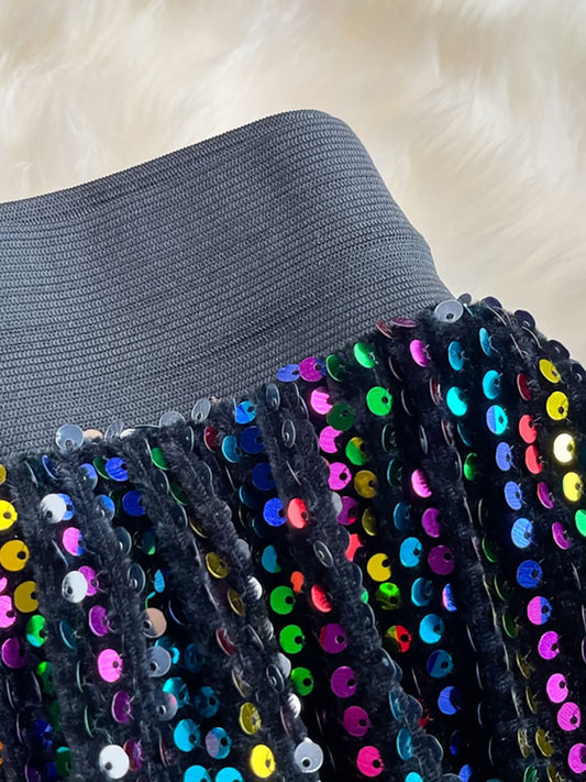 Harajuku Style Sequins Midi Skirt - Elegant A-Line Design