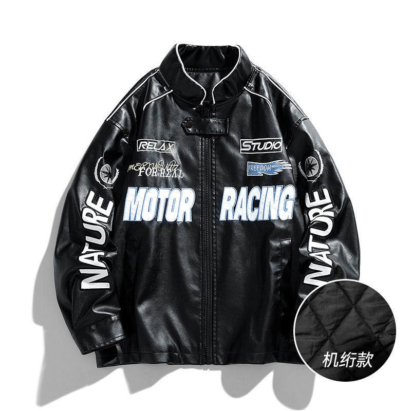 Harajuku Style Men's Leather Motorcycle Jacket