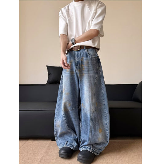 Summer Washed Ink Splashed Wide Leg Pants