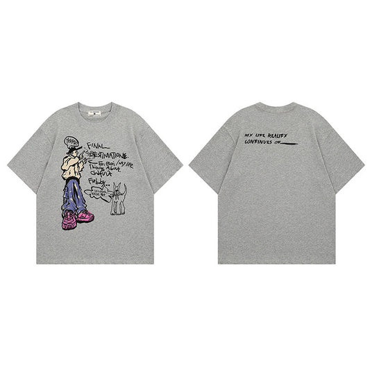 Harajuku Style Cotton Short Sleeve T-Shirt for Men and Women