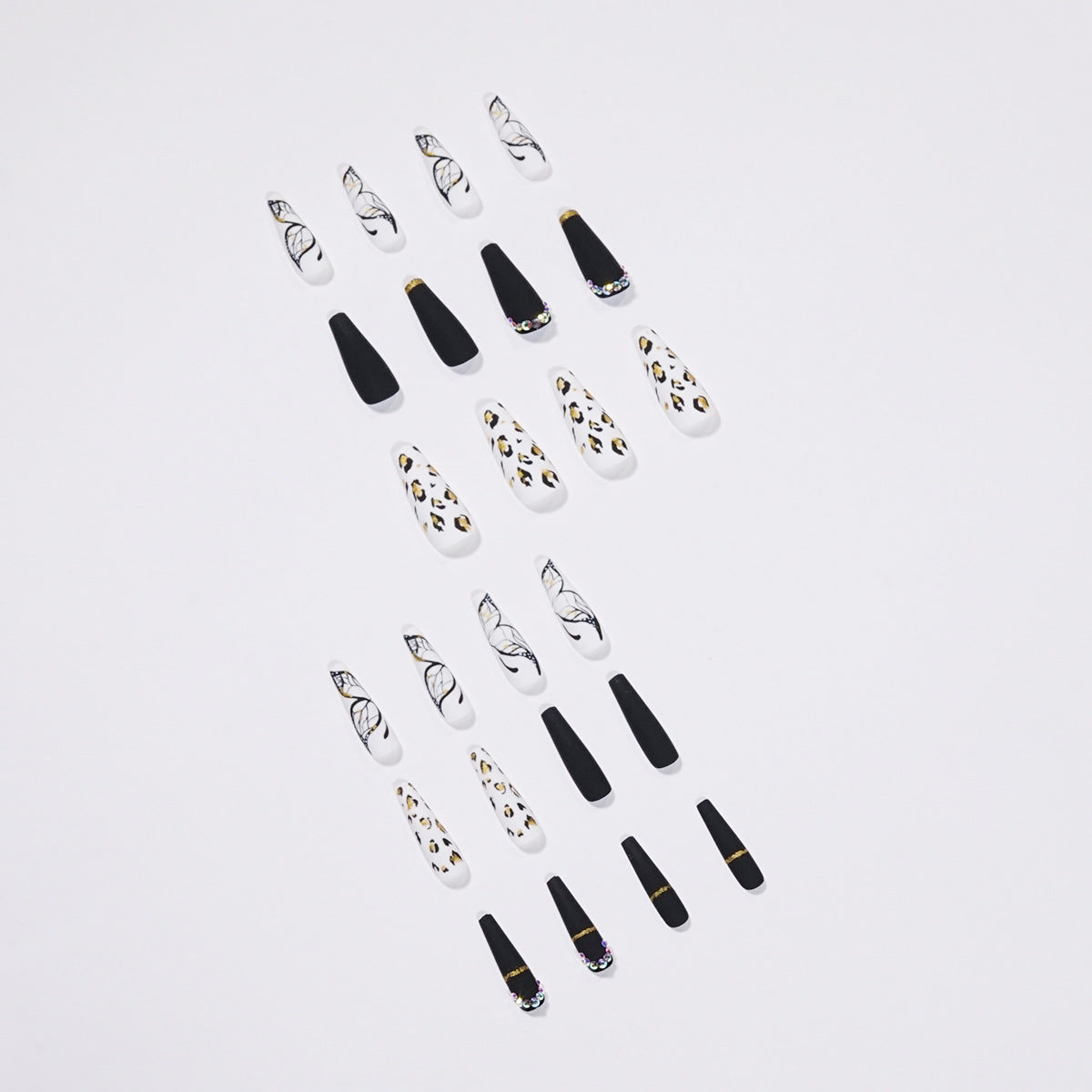 Butterfly Leopard-Print Nail Art Set - 24 Stylish Nail Pieces