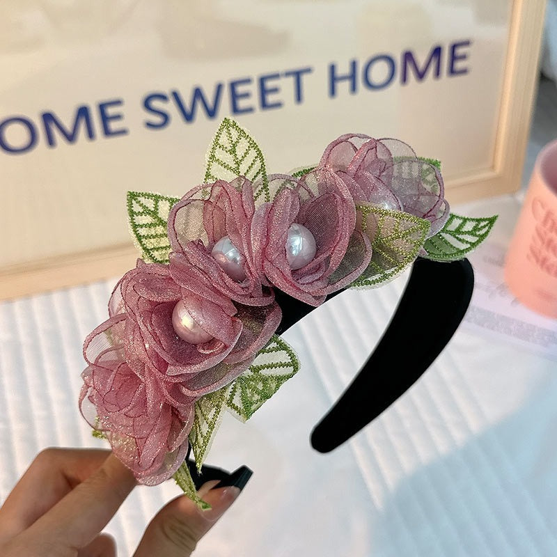 Fashionable Fabric Flower Pearl Headband