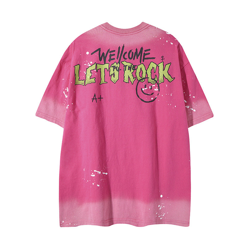 Unique Spray-Painted Rabbit Print T-Shirt for Men