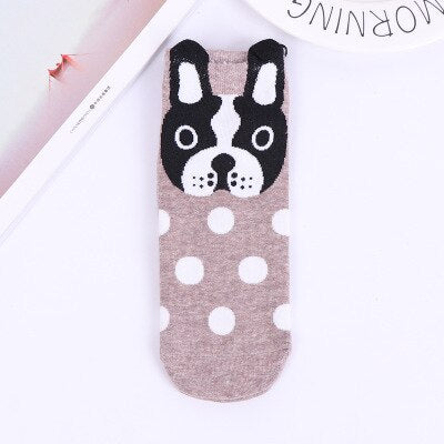 Kawaii Cartoon Cat & Dog Women’s Short Socks
