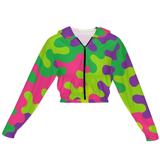 Harajuku Rainbow Camo Chiffon Cropped Jacket