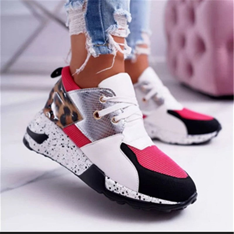 Women's Plus Size Platform Mixed-Color Sneakers