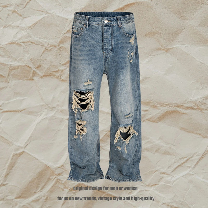 Harajuku Distressed Wide Leg Denim Jeans