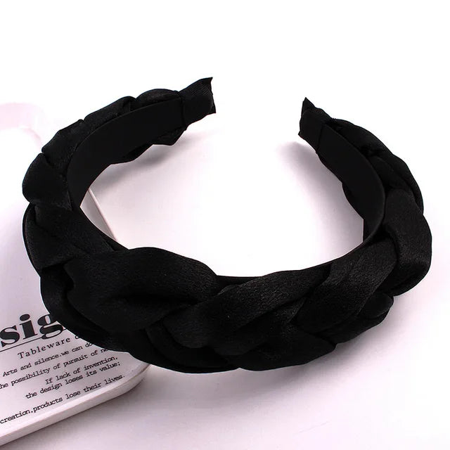 Women Satin Cross Hairbands - Twisted Braid Headband