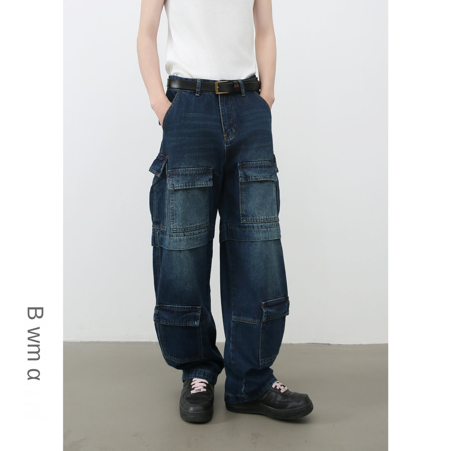Harajuku-Inspired Multi-Pocket Loose Fit Jeans for Men