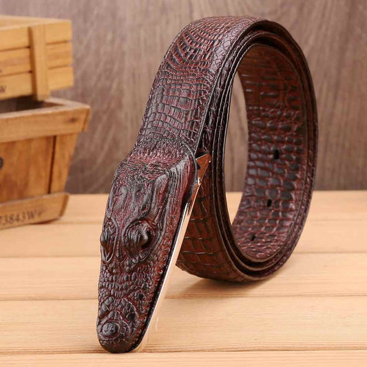 Luxury Alligator Design Cowhide Leather Crocodile Belt for Men