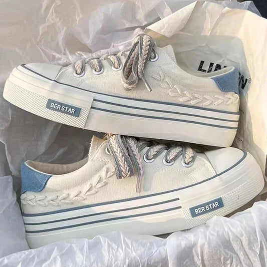 Women’s Platform Canvas Shoes – Chunky Sneakers for Outdoor Fun