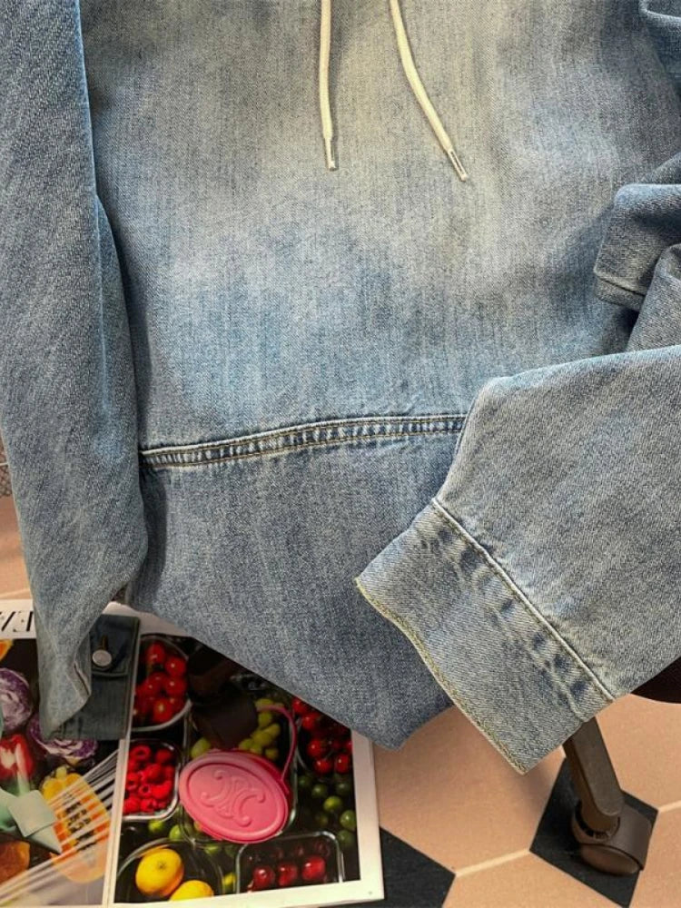 Vintage Denim Hoodies for Women - Harajuku Style