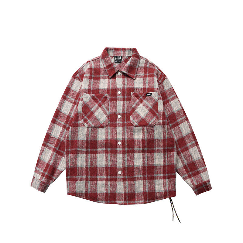 Harajuku Style Hanging Rope Plaid Casual Shirt