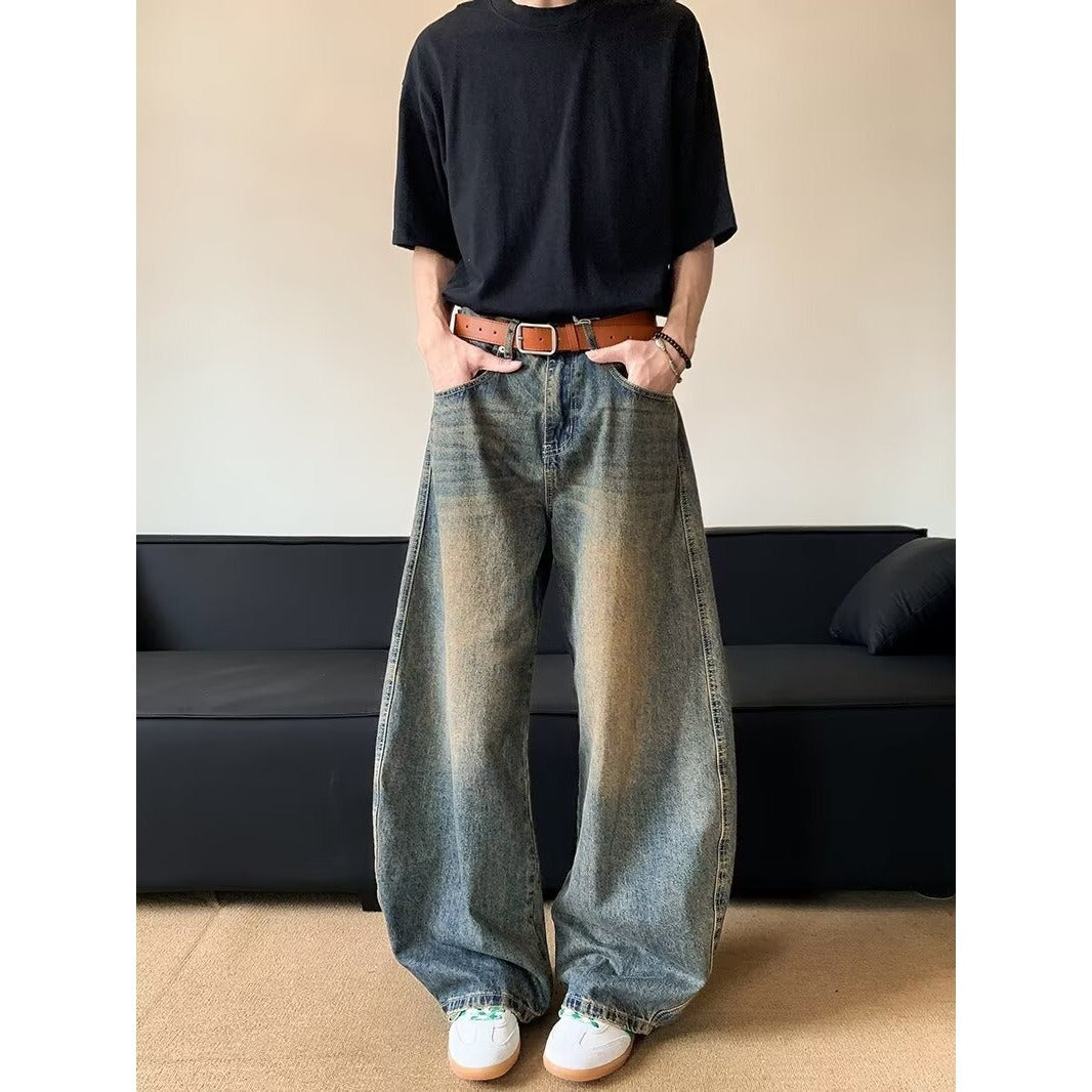 Casual Vintage Blue Wide Leg Knife Pants