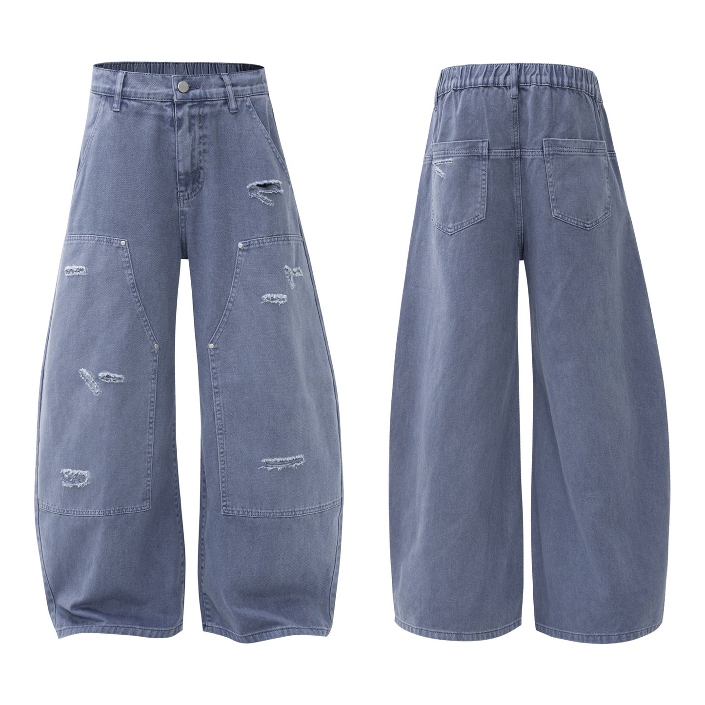 Harajuku Style Ripped Jeans - Loose Fit Slimming Pants