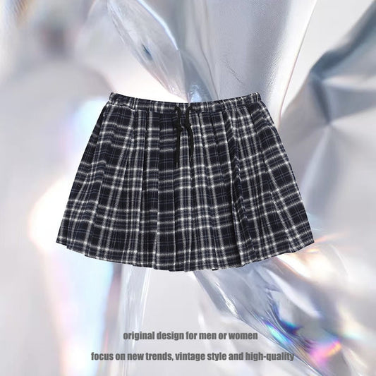 Harajuku Color Block Plaid A-Line Skirt for Women