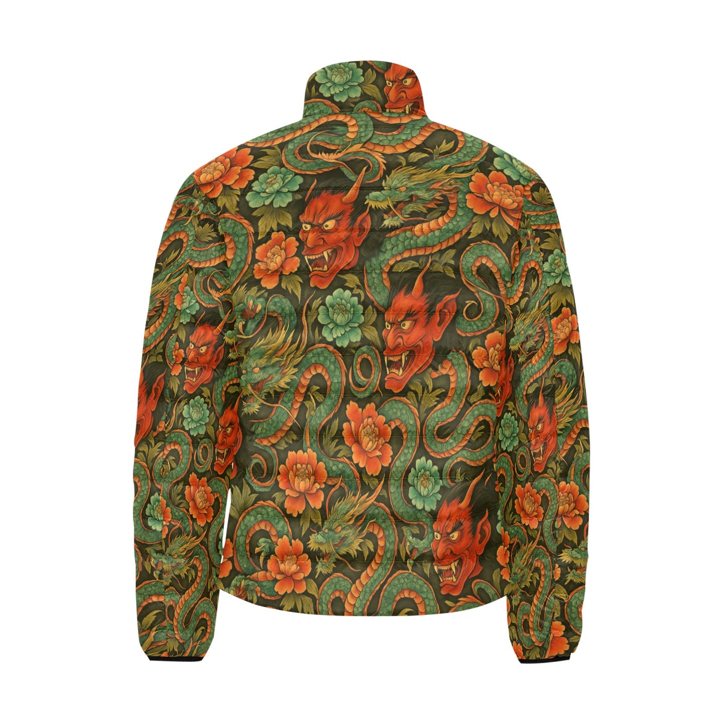 Red Dragon Devil Pattern Men's Lightweight Bomber Jacket