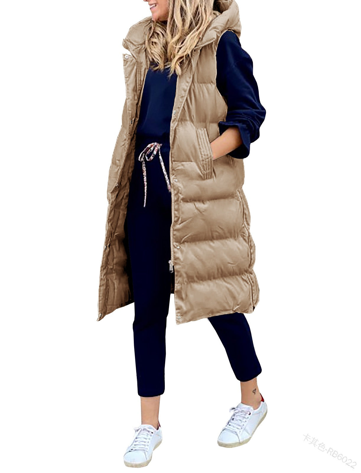 Solid Hooded Long Cotton Vest - Casual Harajuku Fashion