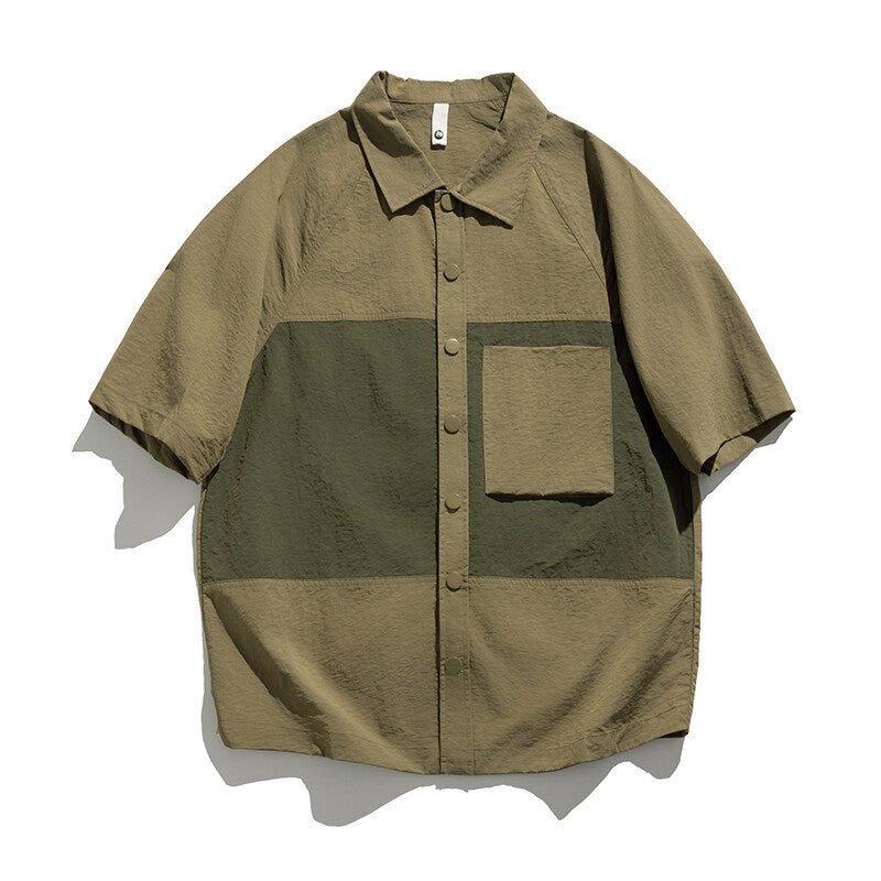 Color Blocking Patchwork Pocket Shirt