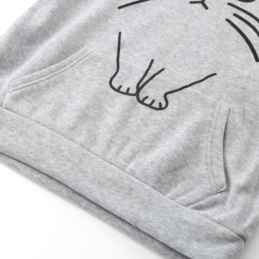Playful Cat Ear Hoodie for Women - Harajuku Style Sweatshirt