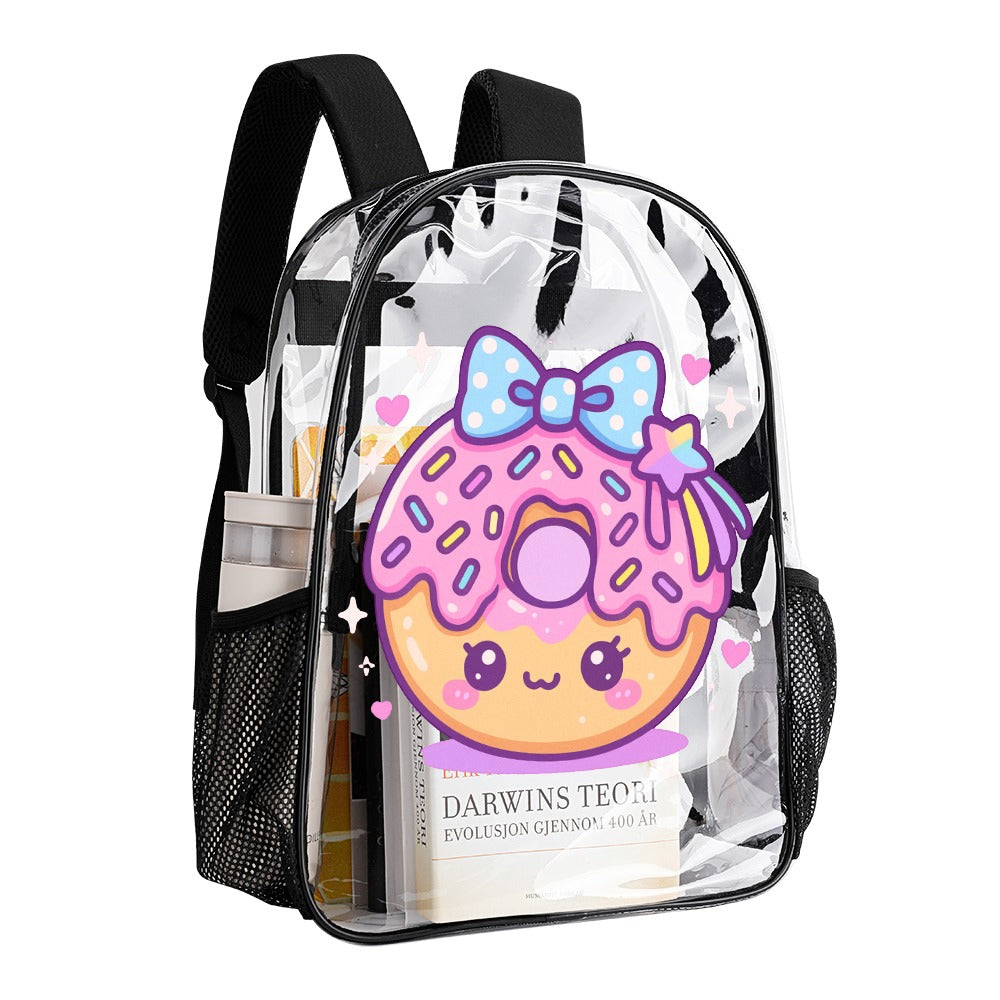 Kawaii Donut Transparent Backpack 17 Inch