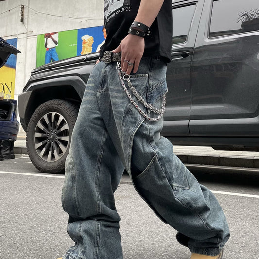 Loose Straight Leg Wide Leg Curved Knife Pants