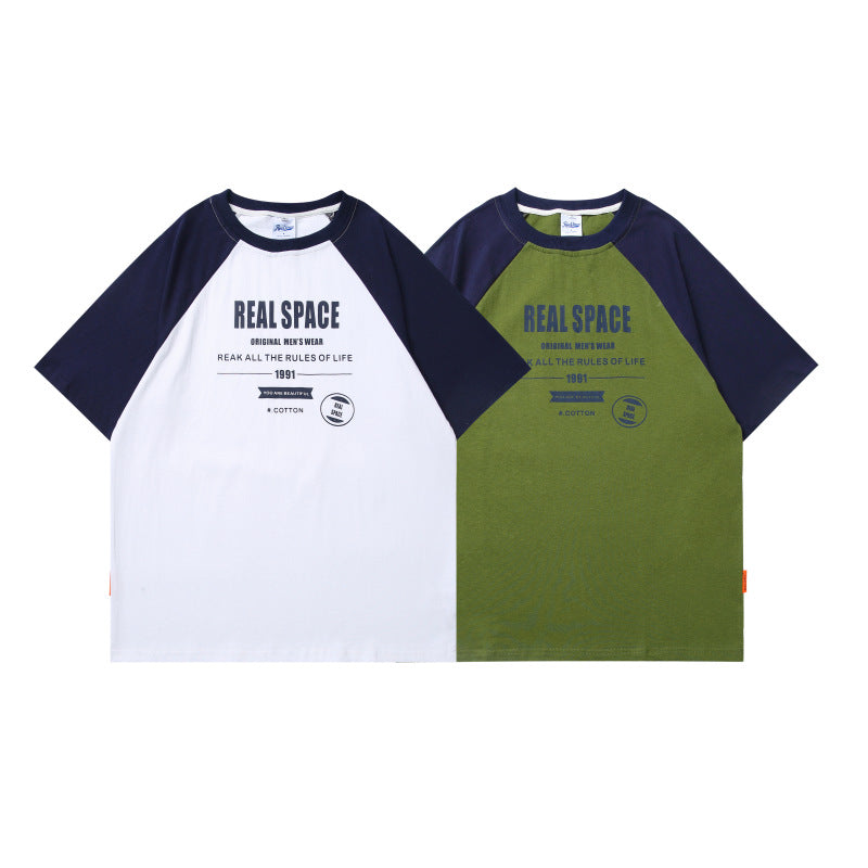 Harajuku Style Color Blocked Letter Print Tee