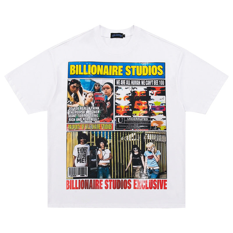 Men's Vintage Print Harajuku Style Loose Tee