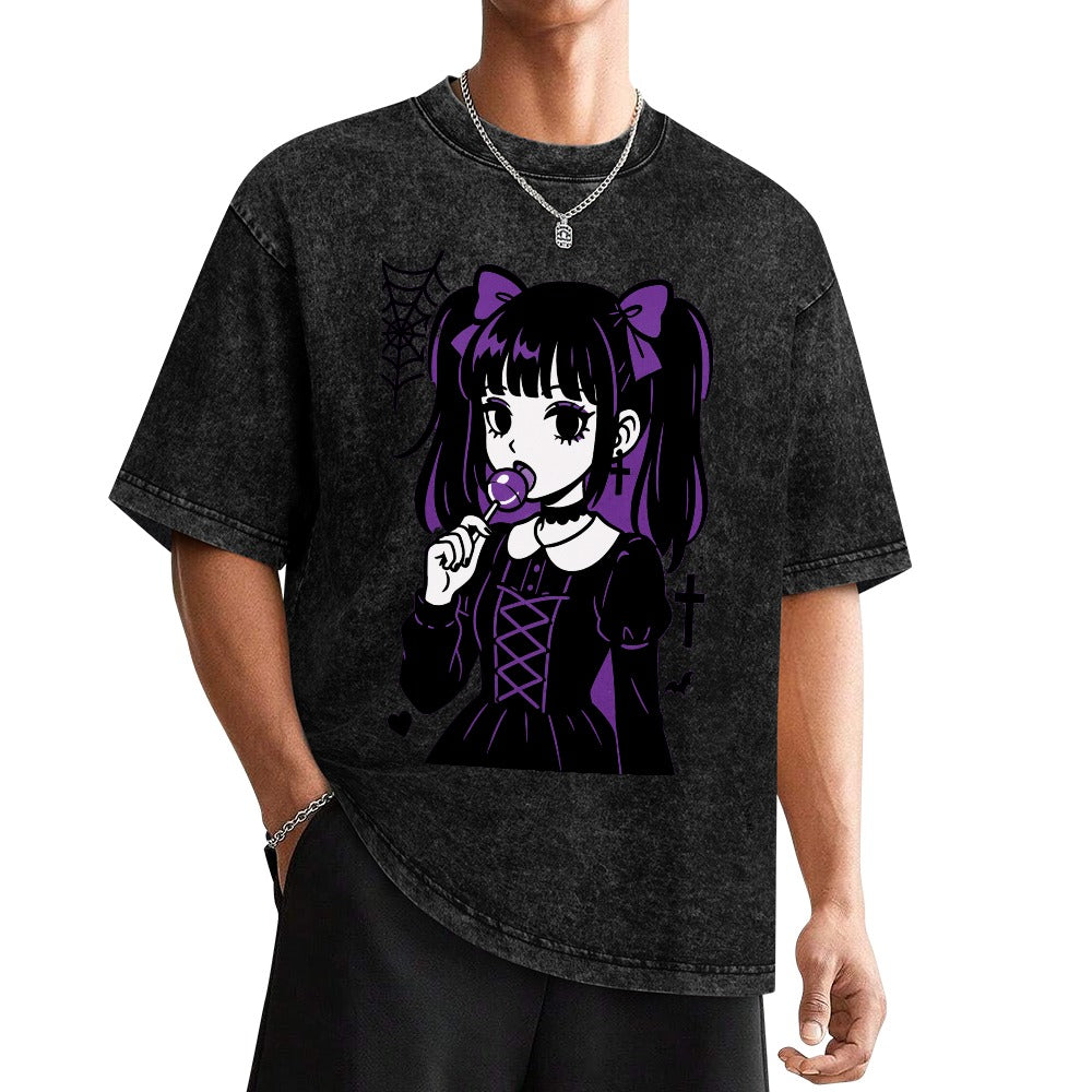 Purple Goth Emo Harajuku Lollipop Girl T-Shirt