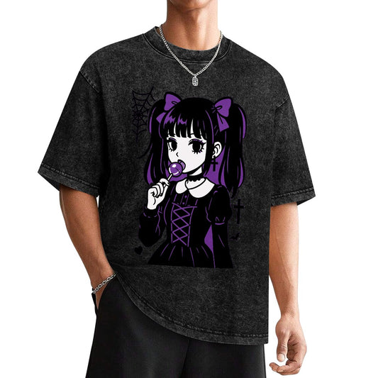 Purple Goth Emo Harajuku Lollipop Girl T-Shirt