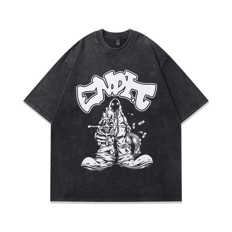 Heavyweight Men's Hip Hop Cartoon T-Shirt - Harajuku Style
