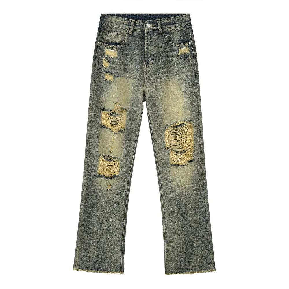 Distressed Mid Rise Jeans with Pockets - Harajuku Style
