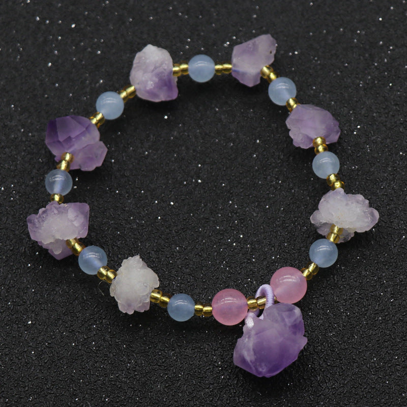 Lavender Amethyst Raw Stone Bracelet - Harajuku Style