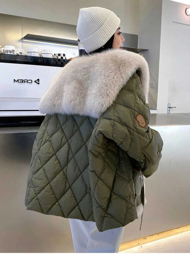 Oversized Fluffy Faux Fur Winter Duck Down Jacket