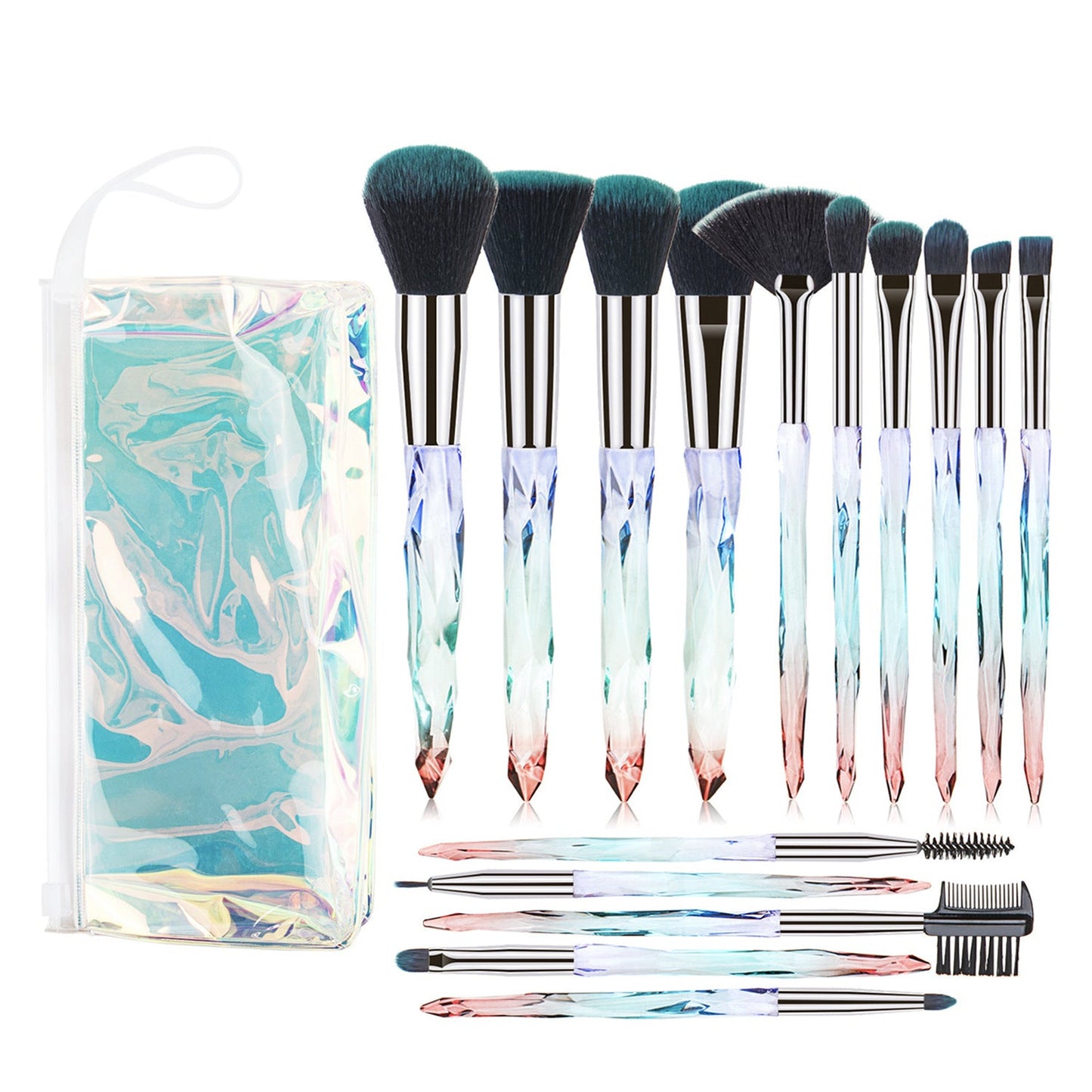 15 pcs Diamond Crystal Makeup Brush Set