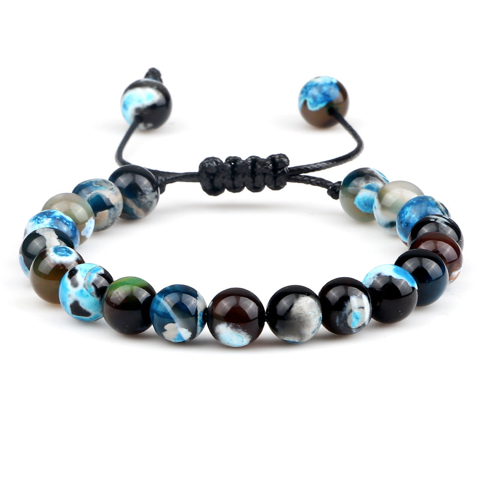 8mm Tiger Eye Stone Beads Bracelet - Adjustable & Braided
